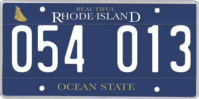 RI license plate 054013