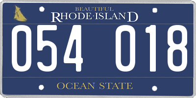 RI license plate 054018