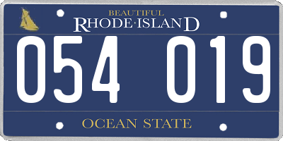 RI license plate 054019