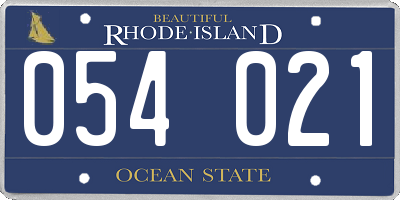 RI license plate 054021