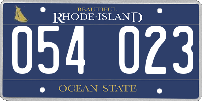RI license plate 054023