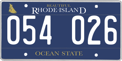 RI license plate 054026
