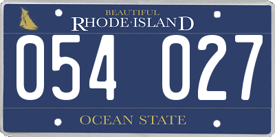 RI license plate 054027