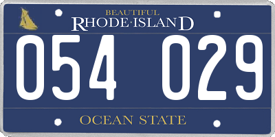 RI license plate 054029