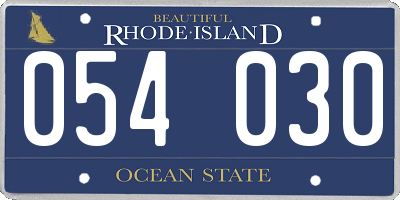 RI license plate 054030
