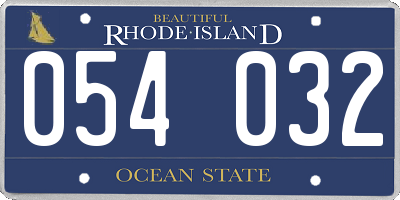 RI license plate 054032
