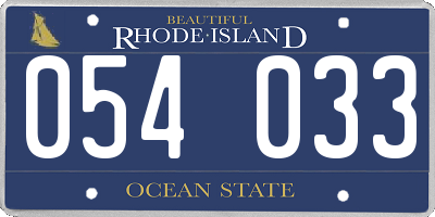 RI license plate 054033