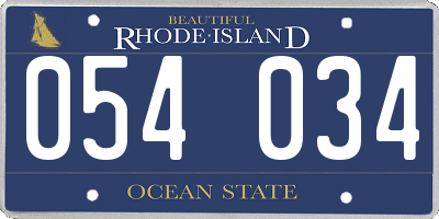 RI license plate 054034