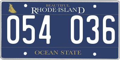 RI license plate 054036