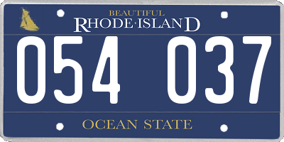 RI license plate 054037