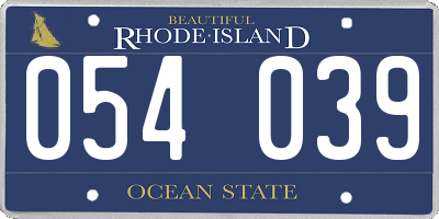 RI license plate 054039