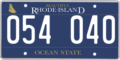RI license plate 054040