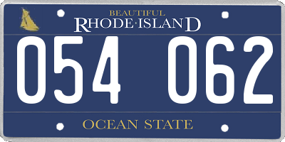 RI license plate 054062