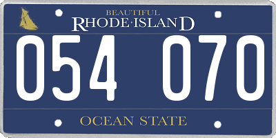 RI license plate 054070