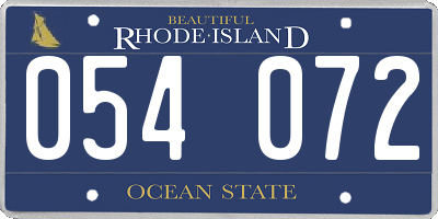 RI license plate 054072