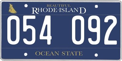 RI license plate 054092