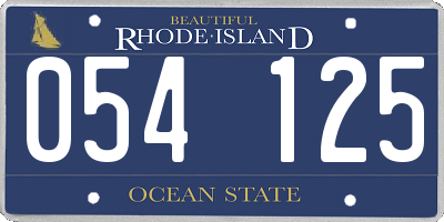 RI license plate 054125