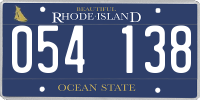 RI license plate 054138