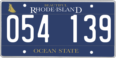 RI license plate 054139
