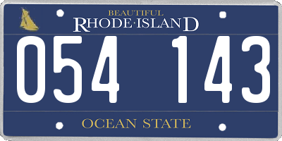 RI license plate 054143