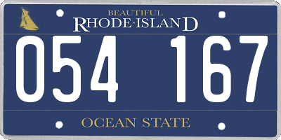 RI license plate 054167