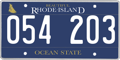 RI license plate 054203