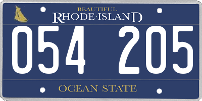 RI license plate 054205
