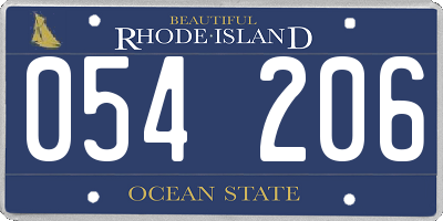 RI license plate 054206