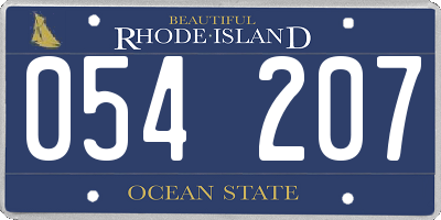 RI license plate 054207