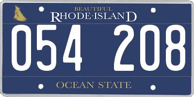 RI license plate 054208