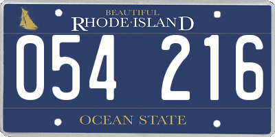 RI license plate 054216