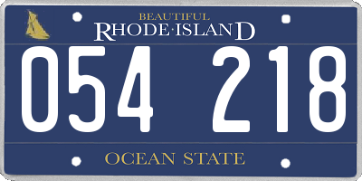 RI license plate 054218