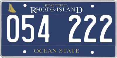 RI license plate 054222