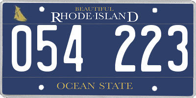 RI license plate 054223