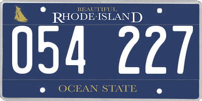 RI license plate 054227