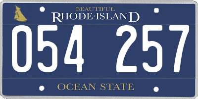 RI license plate 054257