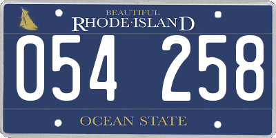 RI license plate 054258