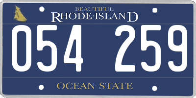 RI license plate 054259