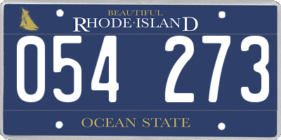 RI license plate 054273