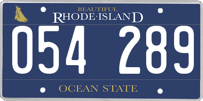 RI license plate 054289