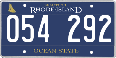 RI license plate 054292