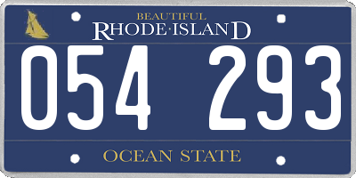 RI license plate 054293