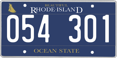 RI license plate 054301