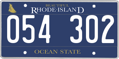RI license plate 054302