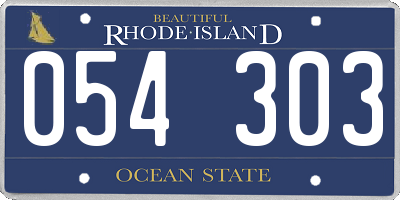 RI license plate 054303