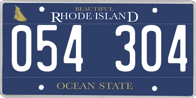 RI license plate 054304