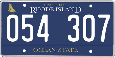 RI license plate 054307