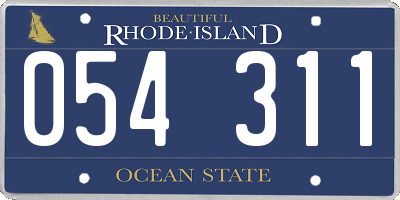 RI license plate 054311