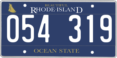 RI license plate 054319