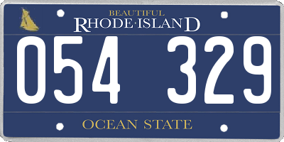 RI license plate 054329